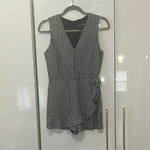 Chic Black and White Gingham Romper